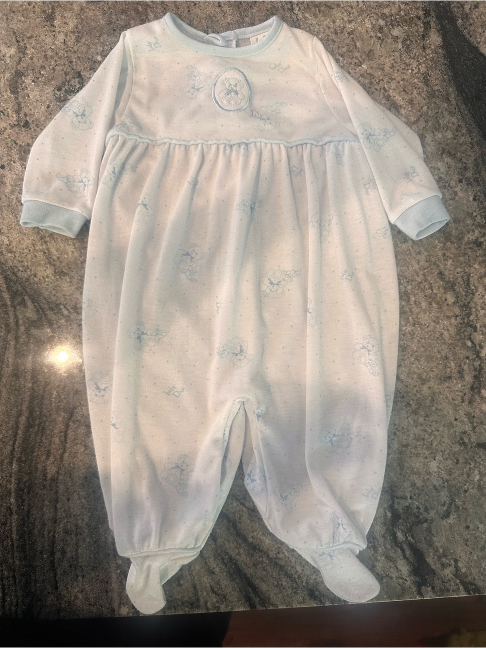 Vintage Baby Dior Monogram Footed Sleeper Teddy Bear 3-6M